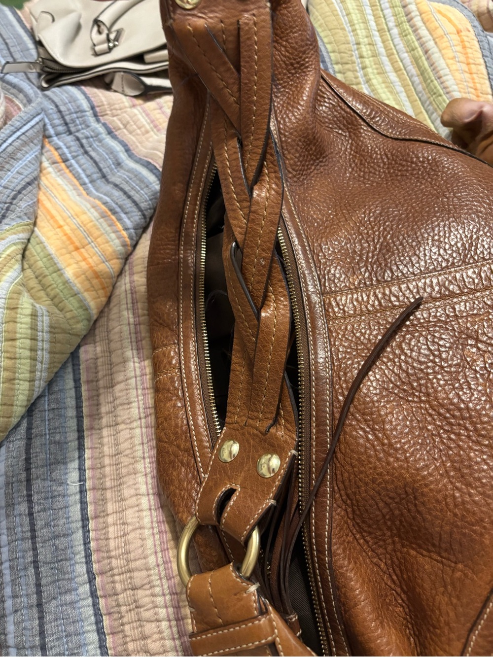 Coach Brown Pebbled Leather Shoulder Bag - Picture 2 of 4